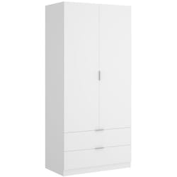 Armoire placard meuble de rangement coloris blanc - Longueur 81 x Hauteur 184 x Profondeur 52 cm Pegane