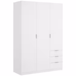 Armoire de rangement en panneau de particule mélaminé coloris blanc De 3 portes avec une barre de suspension à l'intérieur 3  ...