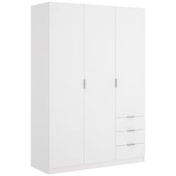 Armoire placard meuble de rangement coloris blanc - Longueur 121 x Profondeur 52 x Hauteur 184 cm Pegane