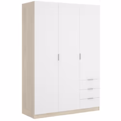 Armoire de rangement en panneau de particule mélaminé coloris naturel/blanc De 3 portes avec une barre de suspension à l'inté ...