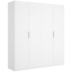 Armoire placard meuble de rangement coloris blanc brillant - Longueur 180 x Profondeur 52 x Hauteur 204 cm Pegane