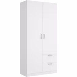 Armoire de rangement en panneau de particule mélaminé coloris blanc Barre de suspension en aluminium à l'intérieur Poignées e ...
