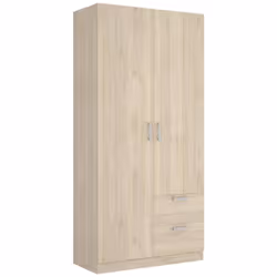 Armoire de rangement en panneau de particule mélaminé coloris naturel Barre de suspension en aluminium à l'intérieur Poignées ...