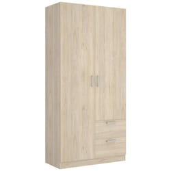 Armoire placard meuble de rangement coloris naturel - longueur 100 x profondeur 52 x hauteur 215 cm Pegane