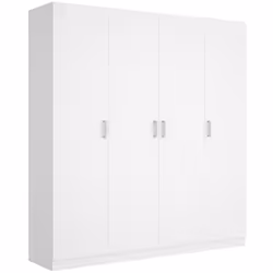 Armoire de rangement en panneau de particule mélaminé coloris blanc de 4 portes Barre de suspension en aluminium à l'intérieu ...