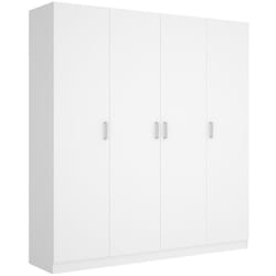 Armoire placard meuble de rangement coloris blanc - Longueur 200 x Profondeur 52 x Hauteur 215 cm Pegane