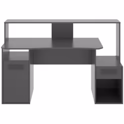 Bureau Gaming en panneau de particule mélaminé coloris graphite Avec un tiroir peut être monté des deux côtés 1 porte et 1 ni ...