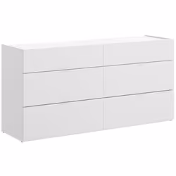 Commode meuble de rangement en panneau de particule mélaminé coloris blanc Composée de 6 tiroirs avec glissières métalliques  ...