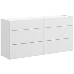Commode meuble de rangement 6 tiroirs coloris blanc - Longueur 120 x Profondeur 39 x Hauteur 62 cm Pegane