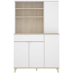 Meuble de rangement coloris blanc/naturel - Longueur 119 x Profondeur 40 x Hauteur 188 cm -PEGANE-