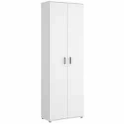Armoire / meuble de rangement en panneau de particule mélaminé 16 mm coloris blanc Comprend 6 étagères intérieures réglables  ...