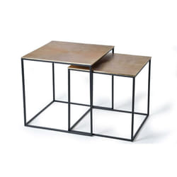 Set de 2 tables basses en fer coloris bronze Pegane
