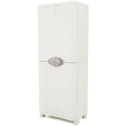 Armoire meuble de rangement 2 portes intérieur/extérieur coloris beige - Longueur 70 x Profondeur 45 x Hauteur 184 cm Pegane