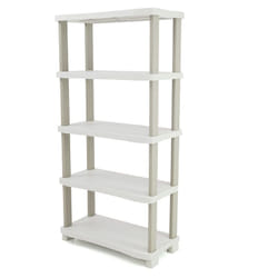 Pegane - Etagère de rangement 5 niveaux intérieur/extérieur coloris beige - Longueur 90 x Profondeur 45 x Hauteur 184 cm