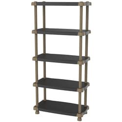 Pegane - Etagère de rangement 5 niveaux intérieur/extérieur coloris noir/taupe - Longueur 88 x Profondeur 43 x Hauteur 184 cm