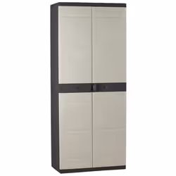 Armoire meuble de rangement en résine coloris noir/taupe Comprend 2 portes de 4 étagères réglables en hauteur Poids maximum p ...