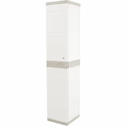 Description générale Colonne de meuble de rangement en résine de couleur beige, idéale pour une utilisation intérieure et ext ...
