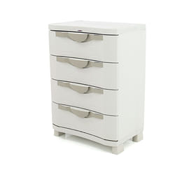 Commode de rangement 4 tiroirs intérieur/extérieur coloris beige - Longueur 70 x Profondeur 45 x Hauteur 100 cm Pegane