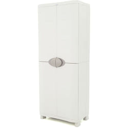 Armoire meuble de rangement 2 portes, intérieur/extérieur coloris beige - Longueur 70 x Profondeur 45 x Hauteur 184 cm Pegane
