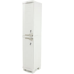 Pegane - Colonne placard de rangement intérieur/extérieur coloris beige - Longueur 35 x Profondeur 45 x Hauteur 184 cm
