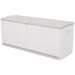 Coffre de rangement 450L en résine coloris beige Sur roulettes Avec poignées Utilisation intérieure et extérieure Livré en ki ...