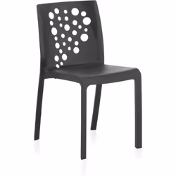 Description générale Lot de 6 chaises de jardin empilables en résine de couleur anthracite, idéales pour une utilisation en e ...