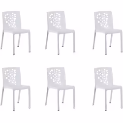 Lot de 6 chaises de jardin empilables en résine coloris blanc adaptées aussi bien pour l'extérieur que pour l'intérieur. Gran ...