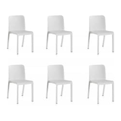 Pegane Lot de 6 chaises empilables - Blanc