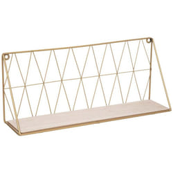 Tagère murale filaire en bois / fer coloris doré - longueur 48 x profondeur 12 x hauteur 20 cm Pegane