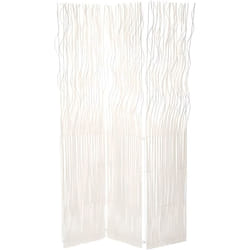 Pegane - Paravent en saule / fer coloris blanc - longueur 120,50 x profondeur 4,5 x hauteur 180 cm