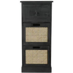 Commode en bois Paulownia noir avec 3 tiroirs - Largeur 45 x Hauteur 91 x Profondeur 35cm Pegane