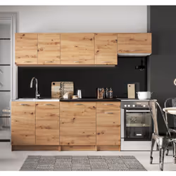 Description générale Cuisine complète composée de 7 meubles offrant un style moderne avec des façades et des structures en co ...