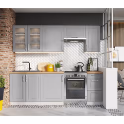 Cuisine complète Nela 7 éléments couleur gris mat - Longueur 180/240 cm Pegane