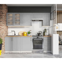 Cuisine complète Nela 7 éléments couleur gris mat - Longueur 180/240 cm Pegane