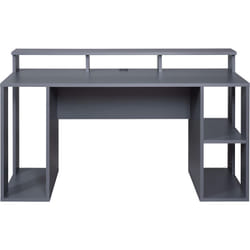 Pegane - Bureau gamer / bureau informatique en bois coloris gris anthracite - longueur 160 x profondeur 91 x hauteur 67 cm