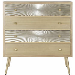 Commode en bois sapin et pied en métal avec 4 tiroirs - Largeur 80 x Hauteur 87,5 x Profondeur 40cm Pegane
