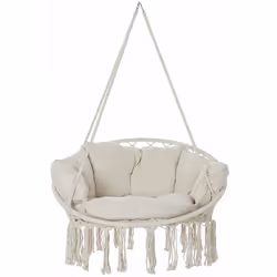 Chaise suspendue beige macramé en coton polyester avec coussin Dimensions du meuble: Largeur 100 x Hauteur 145 x Profondeur 8 ...