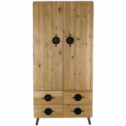 Armoire en bois sapin avec 4 tiroirs 2 portes et 3 étagères Dimensions du meuble: Largeur 80 x Hauteur 176 x Profondeur 35cm  ...