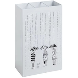 Pegane - Porte parapluies en métal laqué blanc motif noir - Longueur 30 x Hauteur 48 x Profondeur 16 cm