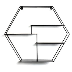 Etagère murale en métal laqué noir - Longueur 61 x Hauteur 54 x Profondeur 16 cm Pegane