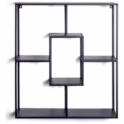 Etagère murale en tube d'acier laqué noir, tablettes en métal laqué noir. Livré monté Dimensions : Longueur 60 x Hauteur 70 x ...