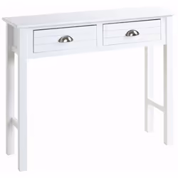 Console en bois massif et MDF laqué blanc, avec 2 tiroirs. Dimensions : Longueur 100 x Hauteur 77 x Profondeur 30 cm Matière ...