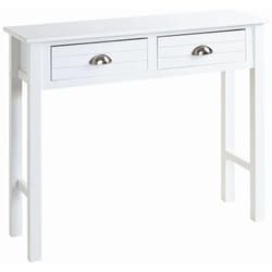 Console / table console en bois massif et mdf coloris blanc - Longueur 100 x Hauteur 77 x Profondeur 30 cm Pegane