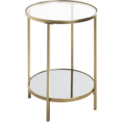 Table d'appoint en métal et verre coloris or - Diamètre 39 x Hauteur 55 cm Pegane