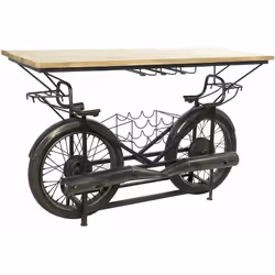 Table porte bouteille moto en métal avec 1 étagère Dimensions du meuble: Largeur 155 x Hauteur 96,5 x Profondeur 56,5cm Poids ...