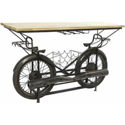 Table porte bouteille moto en métal avec 1 étagères - Largeur 155 x Hauteur 96,5 x Profondeur 56,5cm Pegane