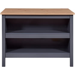 Meuble de cuisine en bois coloris anthracite / Artisan Chêne - longueur 124 x profondeur 75 x hauteur 91 cm Pegane