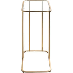 Pegane - Table d'appoint en métal laqué or et verre trempé - Longueur 45 x Hauteur 65 x Profondeur 30 cm