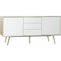 Buffet meuble de rangement en mdf coloris blanc / naturel et métal - Longueur 170 x Hauteur 76 x Profondeur 45 cm Pegane