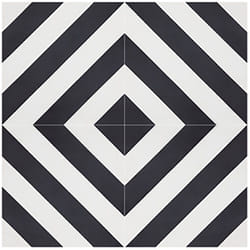 4 Carreaux de ciment véritable 0,16m2 / Carreaux de ciment artisanaux coloris noir/blanc pour sol et mur - l.20 x L.20 cm Pegane
